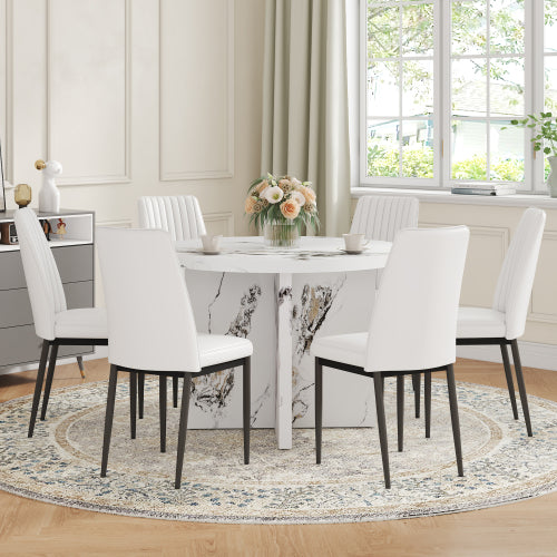 Round Dining Table for 4–6 – Modern White Kitchen & Dining Table