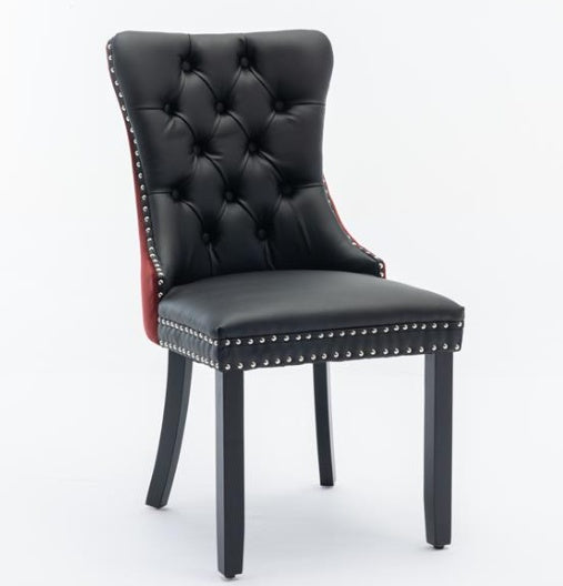 Modern Tufted Dining Chair Set of 2 – Solid Wood Frame, PU & Velvet Upholstery