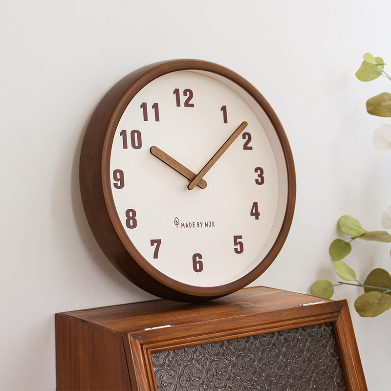 Retro Solid Wood Wall Clock – Modern Minimalist Home & Office Décor