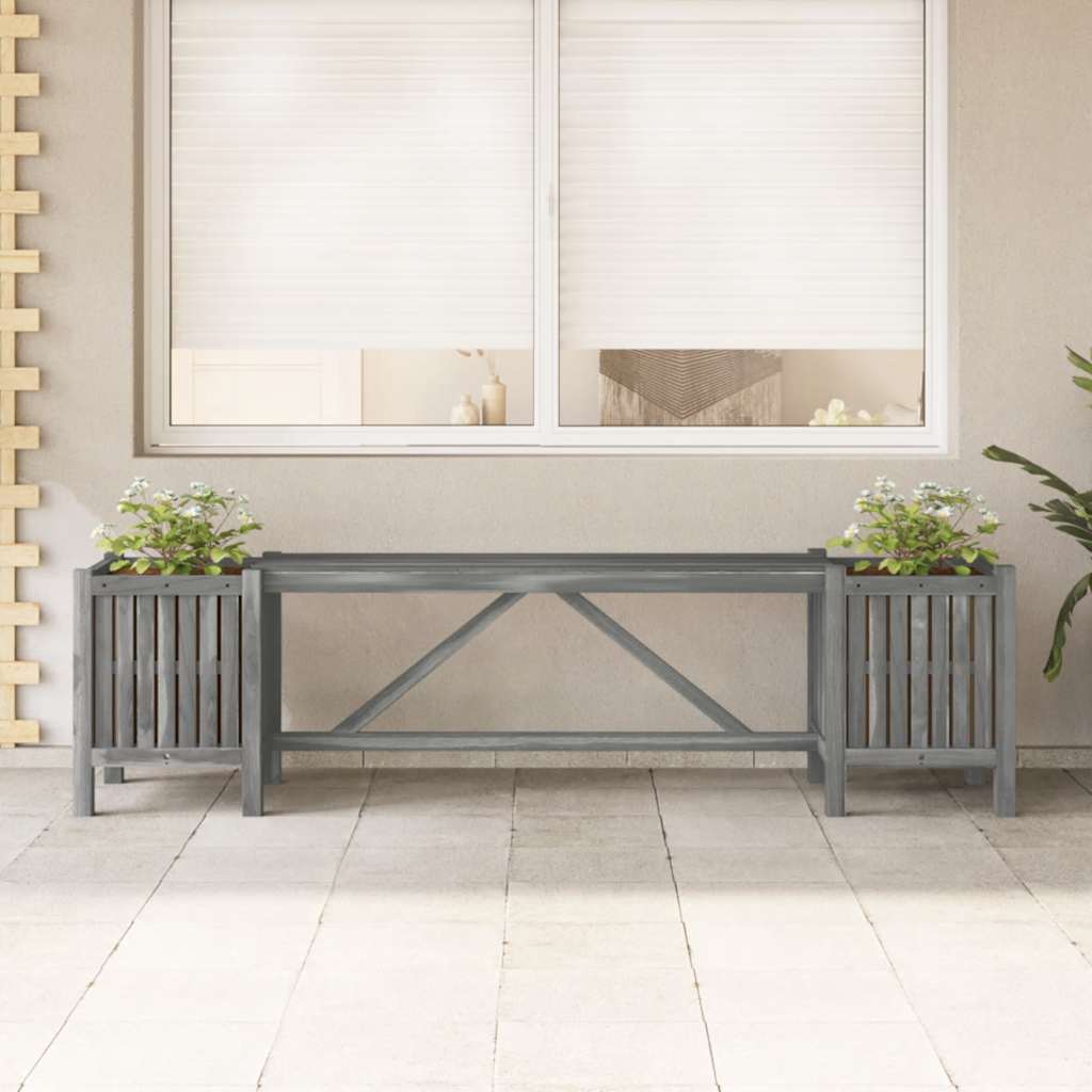 Garden Bench with Built-In Planters – 150 cm Solid Acacia Wood Outdoor Bench