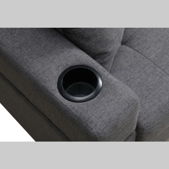 Modern Grey Sectional Sofa – Comfortable Fabric 2-Piece L-Shaped Couch with Cup Holders and Pillows