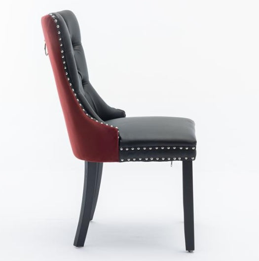 Modern Tufted Dining Chair Set of 2 – Solid Wood Frame, PU & Velvet Upholstery