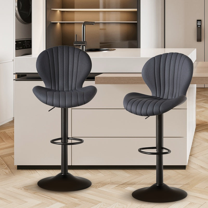 Contemporary Bar Stools Set of 2 – Modern Swivel Bar Chairs with High Backrest, Counter Height