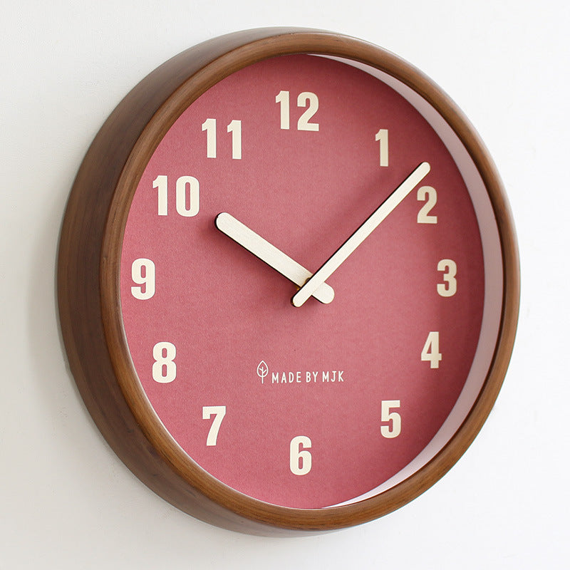 Retro Solid Wood Wall Clock – Modern Minimalist Home & Office Décor