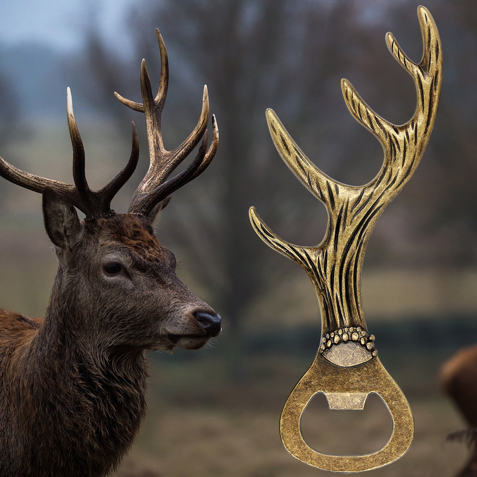 Deer Antler Bottle Opener – Retro Zinc Alloy Beer & Wine Opener for Parties, Bars & Gifts