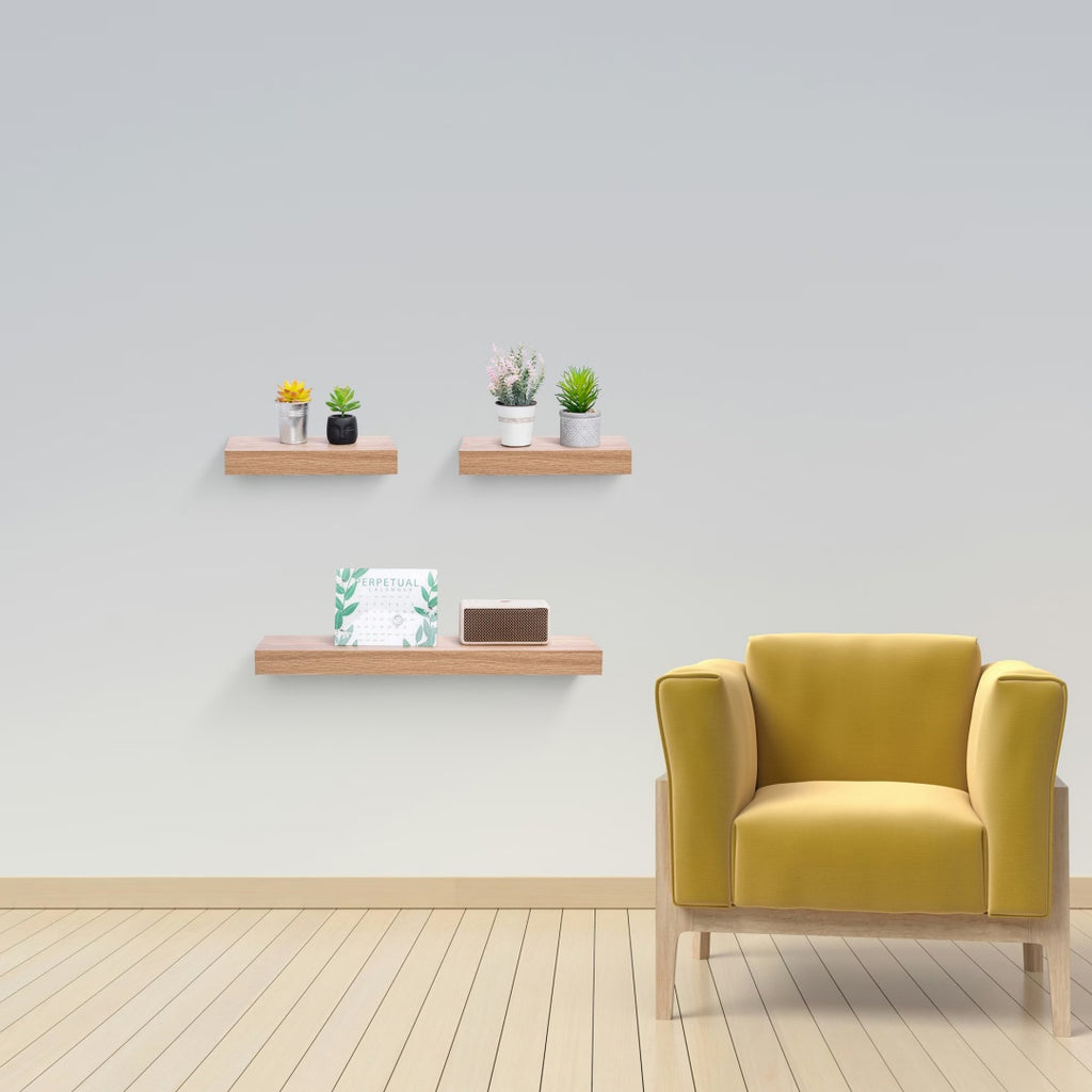 23.6" Floating Wall Shelves – Maple Wood Wall-Mounted Shelves with Invisible Brackets
