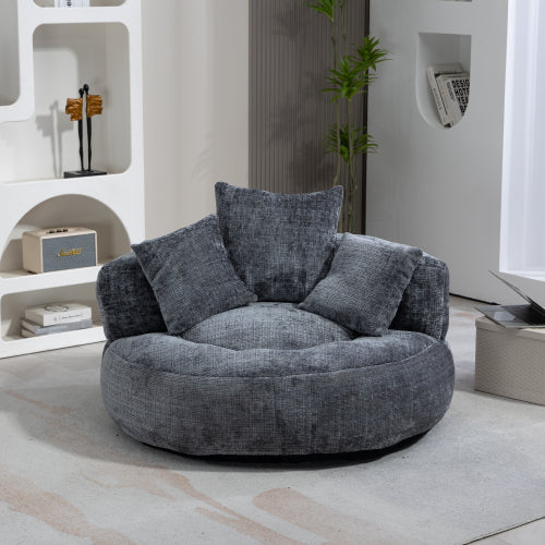 COOLMORE Lazy Sofa Bean Bag Chair – High Back Chenille Lounge Chair with Pillows for Bedroom, Living Room & Gaming (Beige)