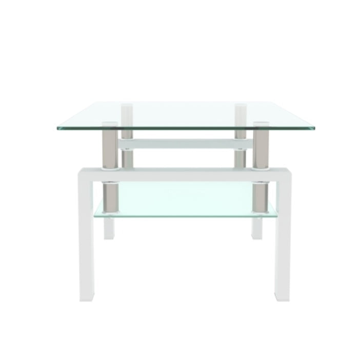 Glass Coffee Table – Double Layer Center Table with Storage for Living Room