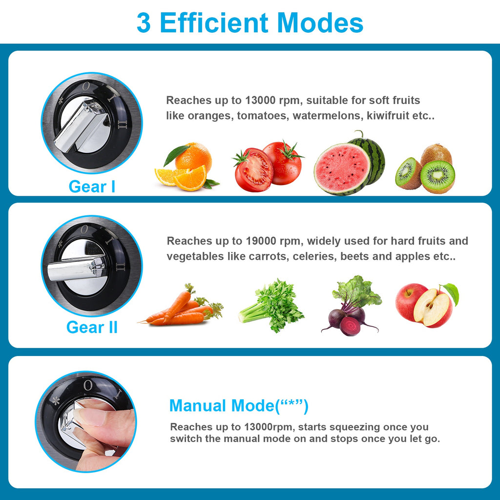1000W High-Speed Centrifugal Juicer Machine – Wide Feed Chute, 2-Speed Juice Extractor with Pulp Collector