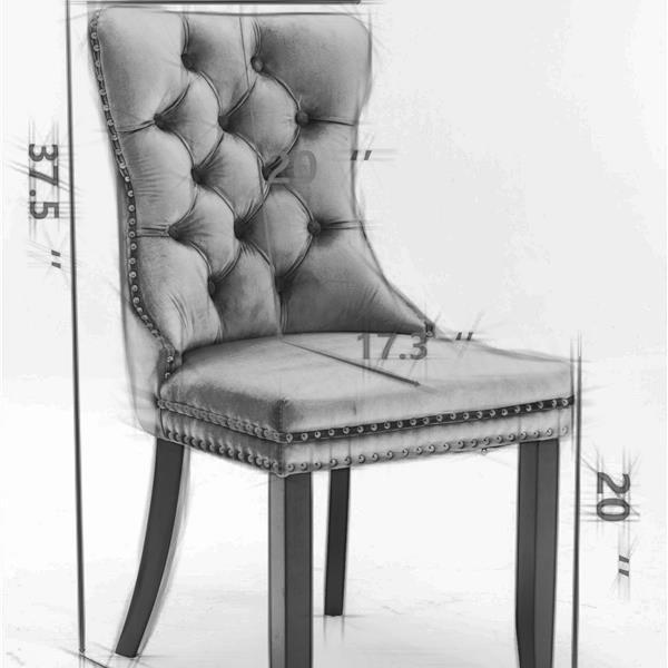 Modern Tufted Dining Chair Set of 2 – Solid Wood Frame, PU & Velvet Upholstery