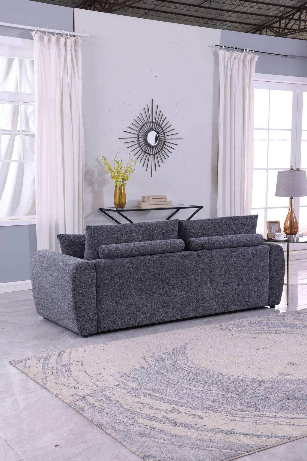 Modern Minimalist Comfortable Compressed Grey Sofa , Modern living room couch