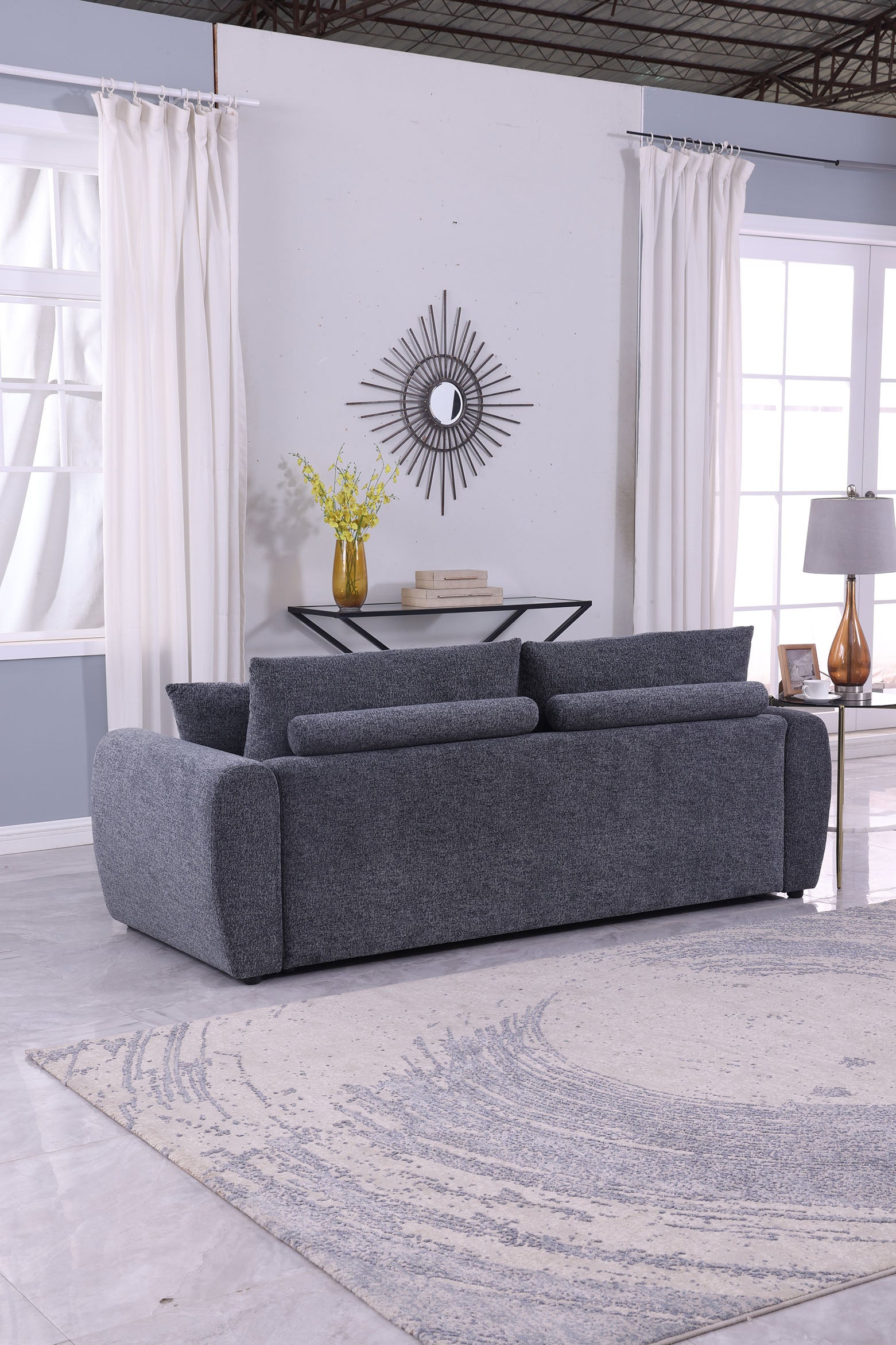 Modern Minimalist Comfortable Compressed Grey Sofa , Modern living room couch