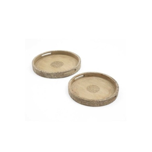 Round Mango Wood Serving Tray – 18" Rustic Wooden Tray for Stylish Entertaining & Home Décor