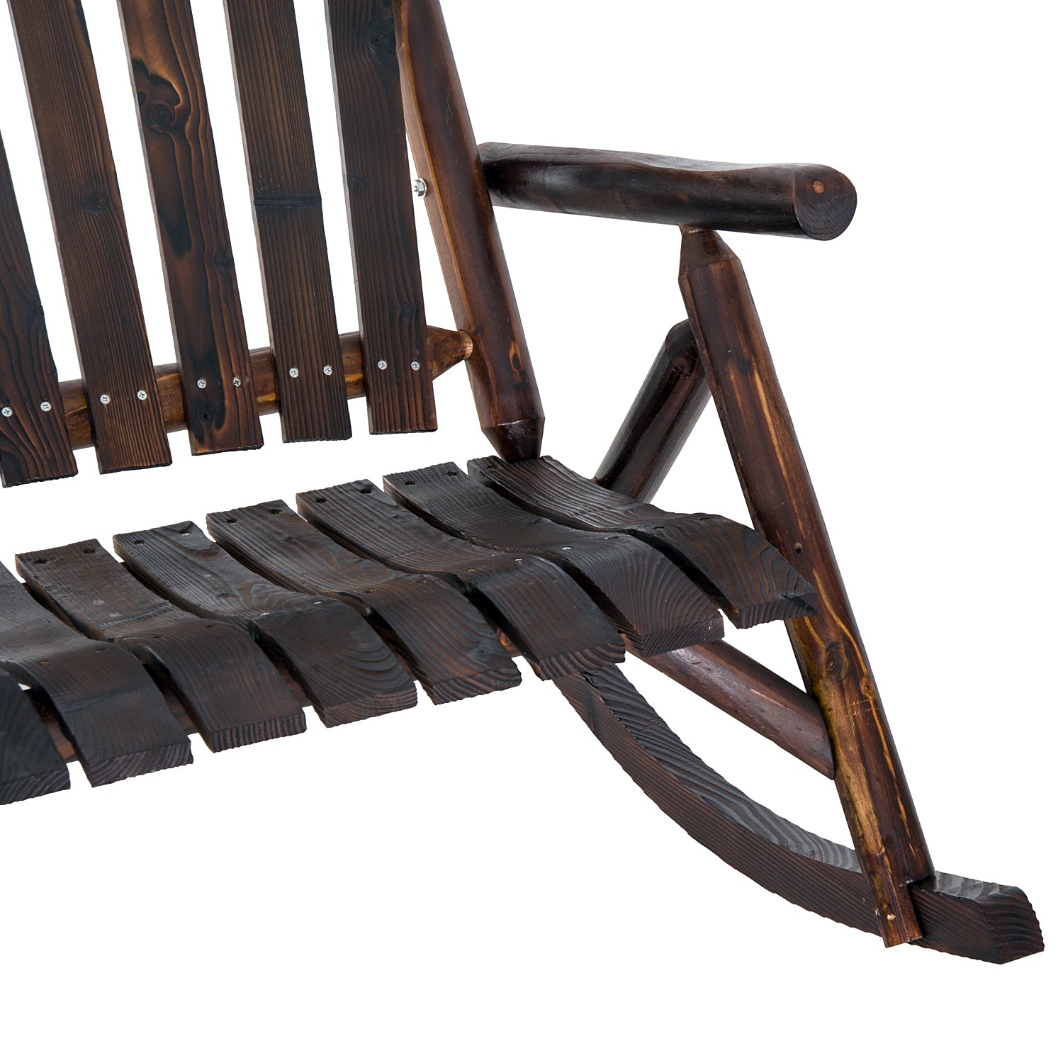 Classic Wooden High-Back Rocker – Carbonized Outdoor Rocking Chair for Garden Serenity