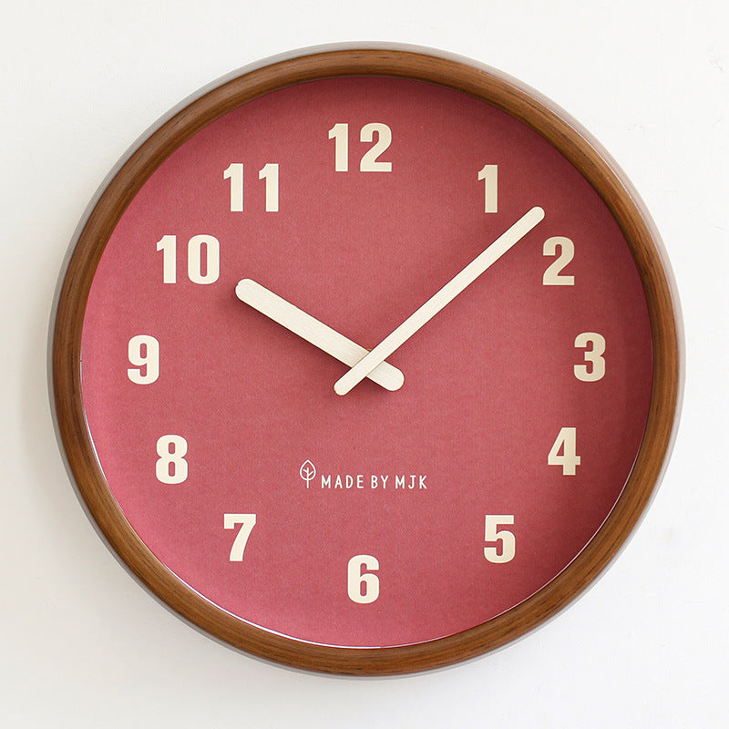 Retro Solid Wood Wall Clock – Modern Minimalist Home & Office Décor