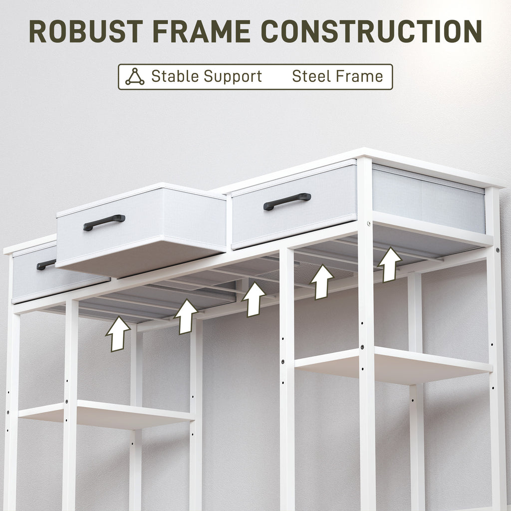 Best Home office Setup with Fabric Drawers – Home Office Desk with Adjustable Shelves, White