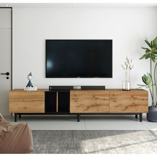 Modern TV Stand for 80 Inch TV – Media Console & Entertainment Center with 3 Doors