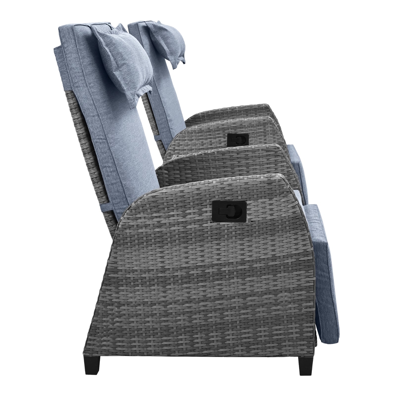 U-Style Outdoor Rattan 2-Person Set with Coffee Table – Adjustable Patio Seating for Courtyard, Balcony & Poolside