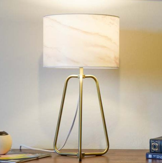 Modern Marble Table Lamp with Bronze Base – Stylish Desk & Bedside Lighting