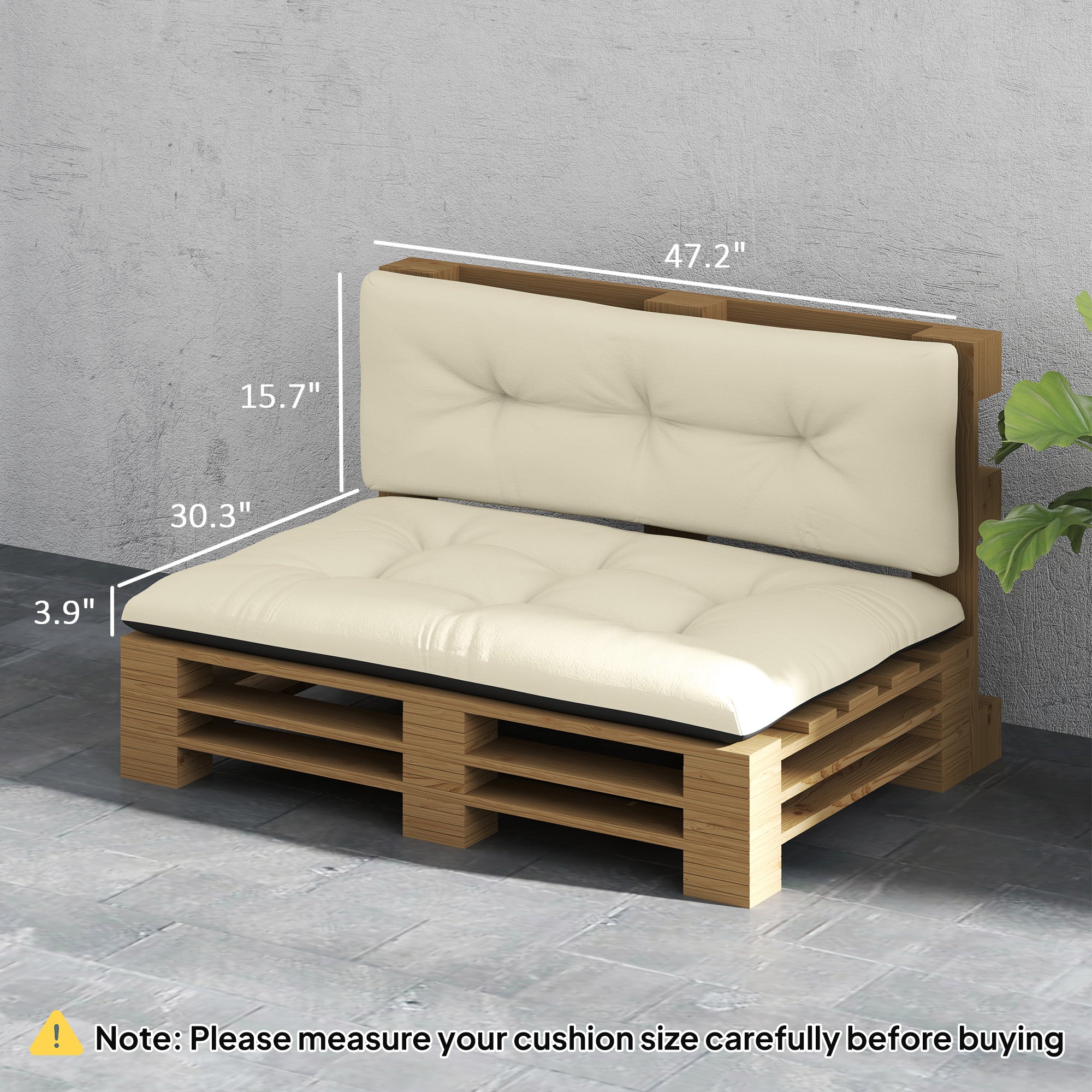 2-Seater Outdoor Pallet Cushions Set – " Thick Tufted Replacement Cushions for Garden & Patio