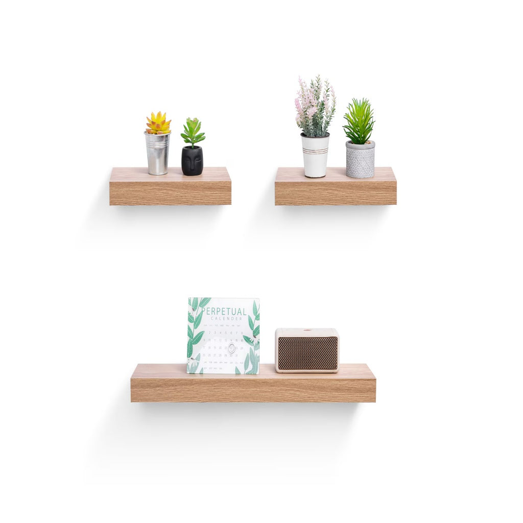 23.6" Floating Wall Shelves – Maple Wood Wall-Mounted Shelves with Invisible Brackets