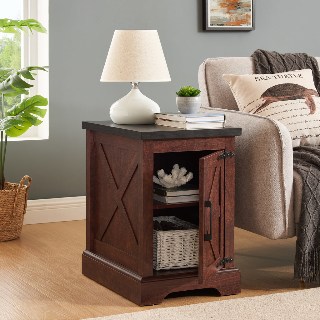 Rustic Rectangular Sofa Side Table for Living Room & Bedroom