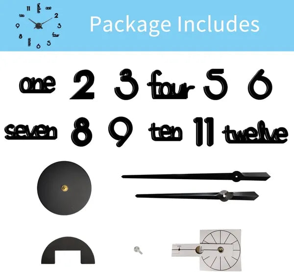 Large Modern Art Deco Wall Clock – Silent Acrylic Decorative Wall Clock (Black)