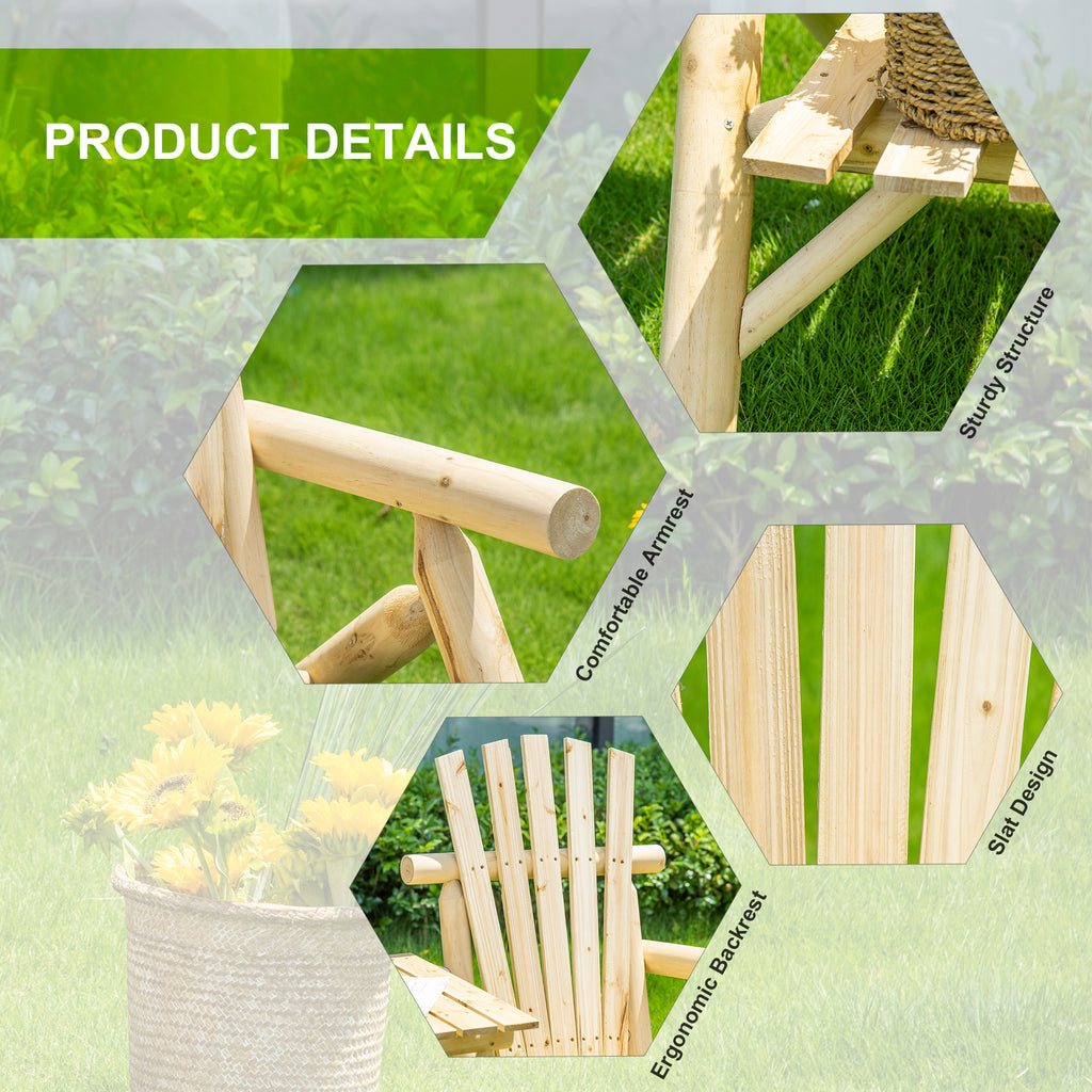 Wooden Adirondack Chair with Center Table – Outdoor Double Patio Chair for Garden, Backyard & Porch