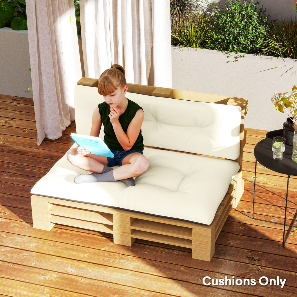 2-Seater Outdoor Pallet Cushions Set – " Thick Tufted Replacement Cushions for Garden & Patio