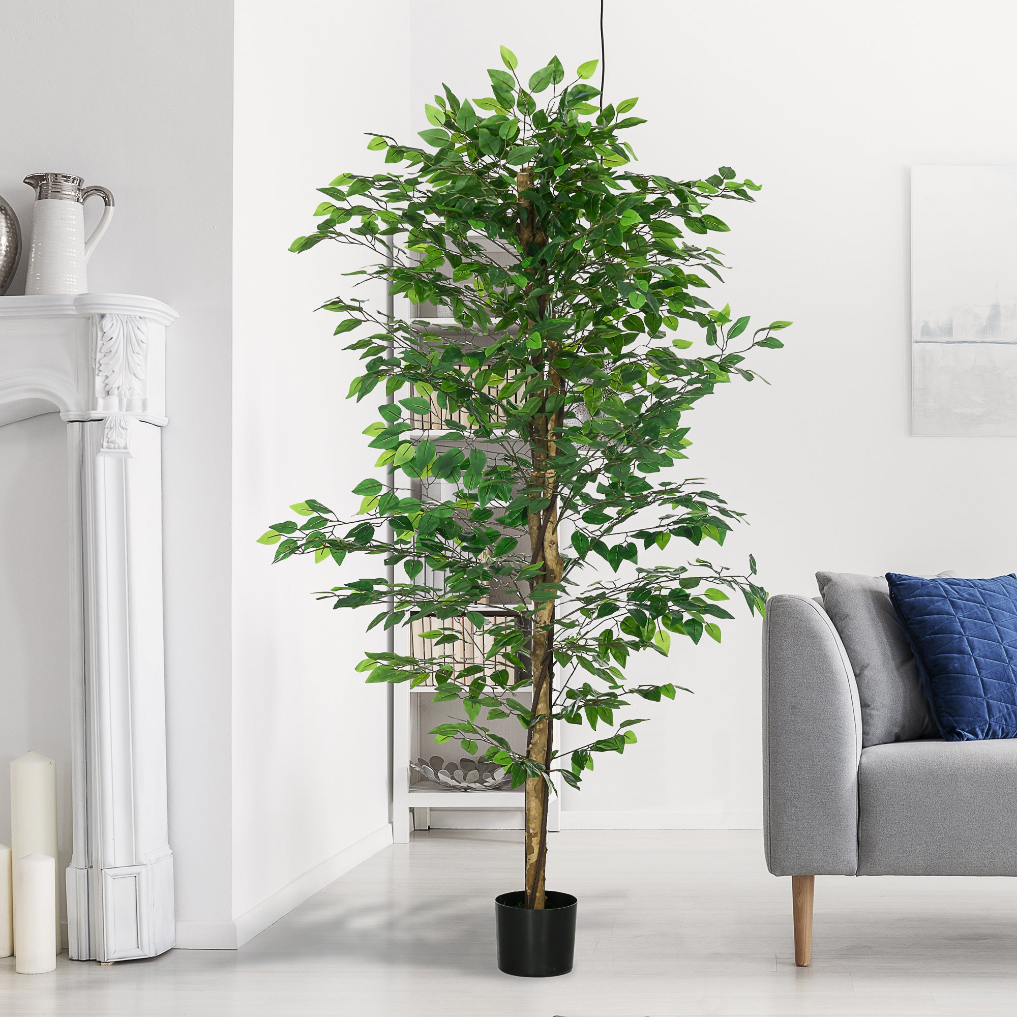 Artificial Ficus Tree 6FT – Indoor Faux Floor Plant in Pot for Home & Office Décor