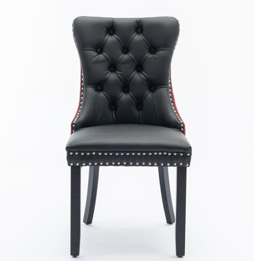 Modern Tufted Dining Chair Set of 2 – Solid Wood Frame, PU & Velvet Upholstery
