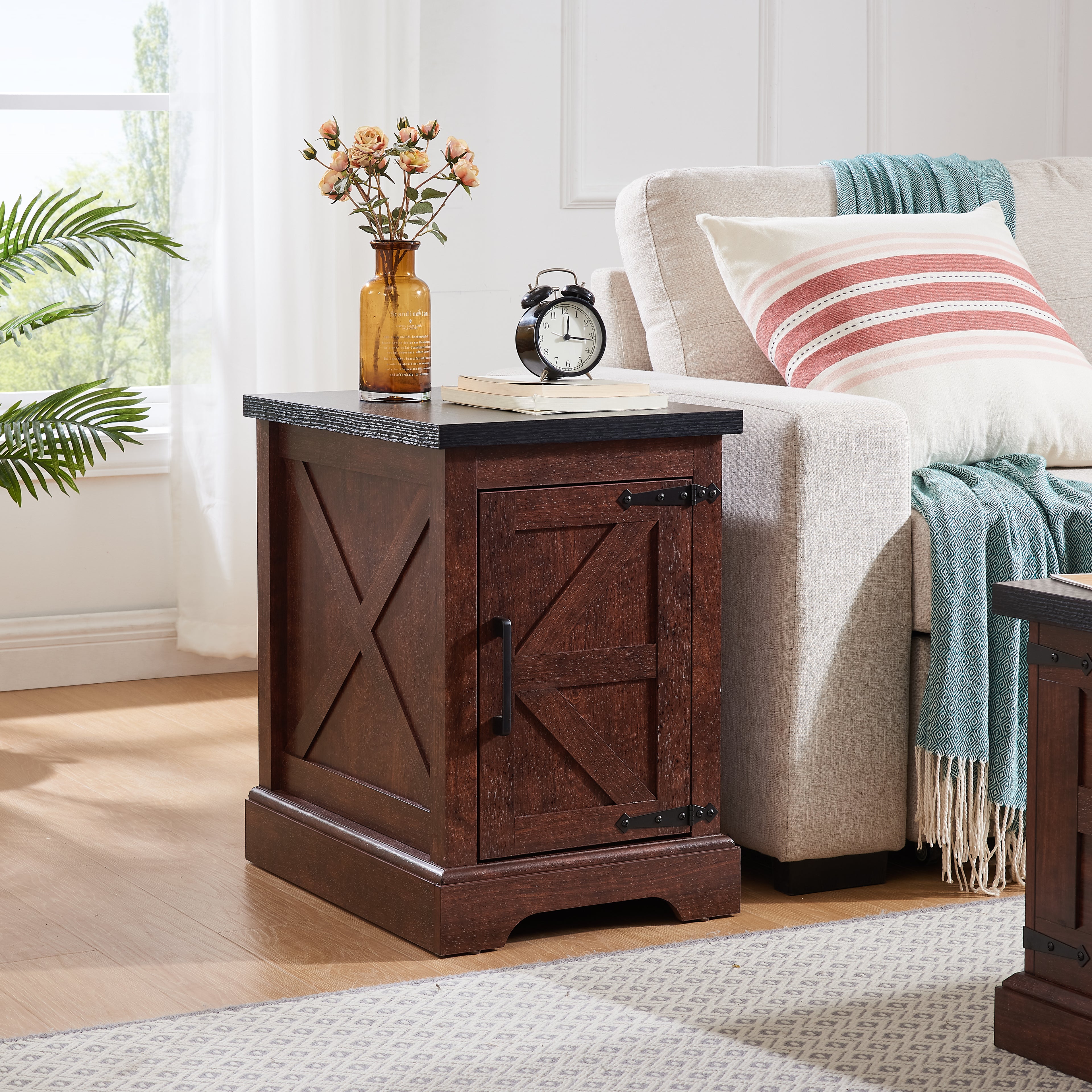 Rustic Rectangular Sofa Side Table for Living Room & Bedroom