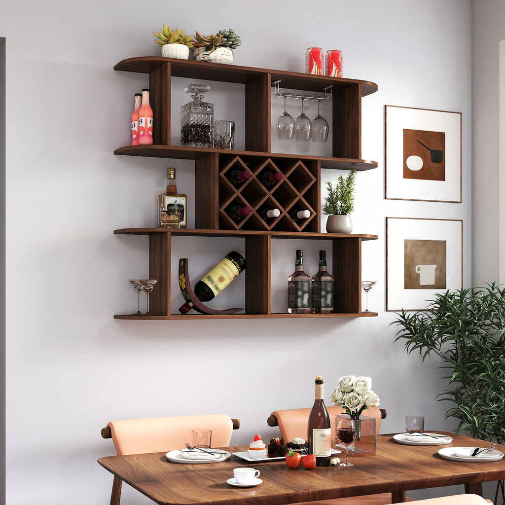 Modern American  Large Wall  Wine Rack with Glass Holder 