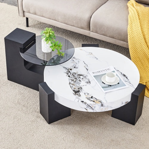 Modern Double-Layer Round Coffee Table for living room.