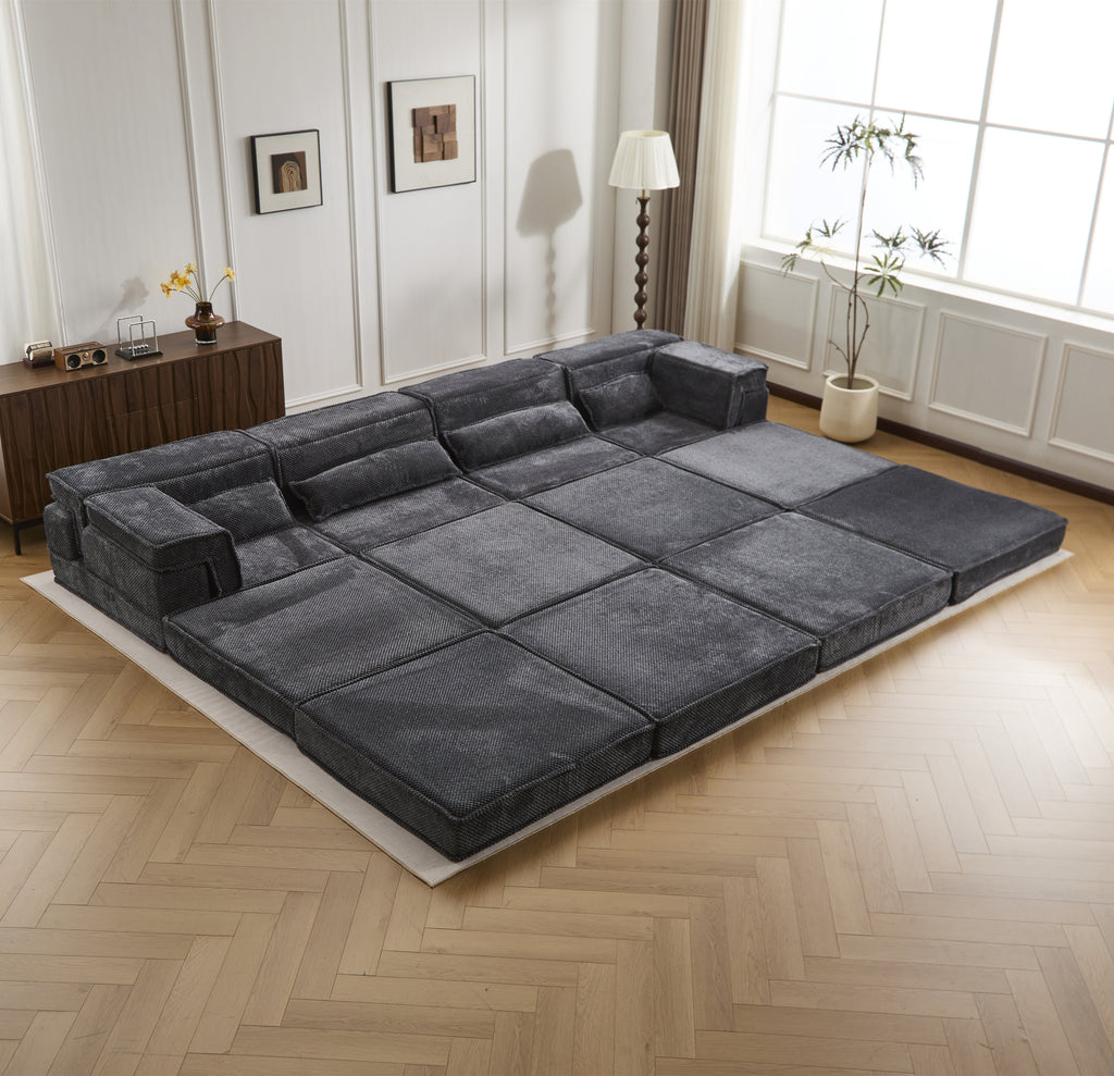 Modern  Mahjong Modular  Convertible Floor Sofa with Ottomans for living room 