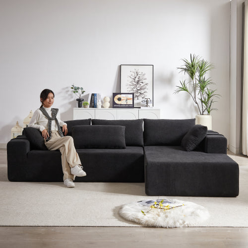 Modern  Modular Sectional Sofa  and L-Shaped Couch with 6 Pillows