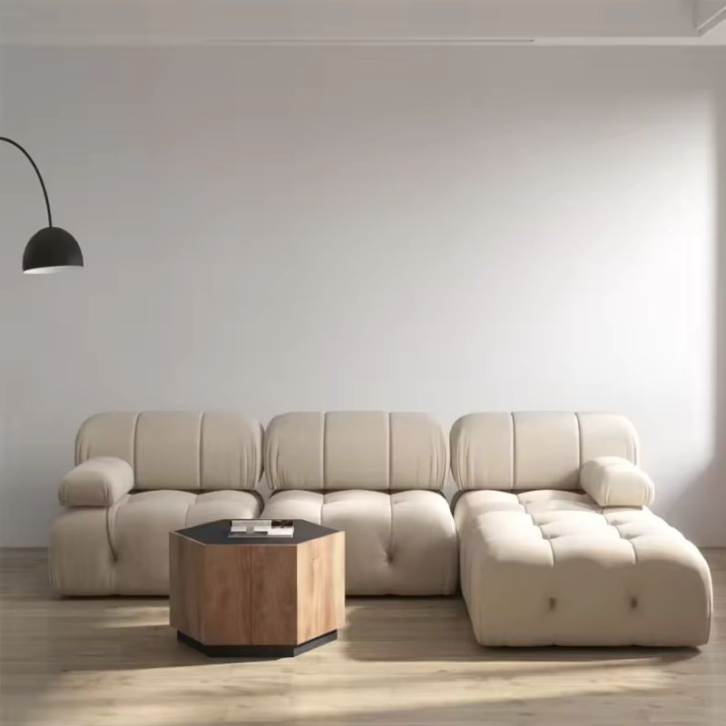 Nordic modern fabric sofa with buckle design luxury living room couch