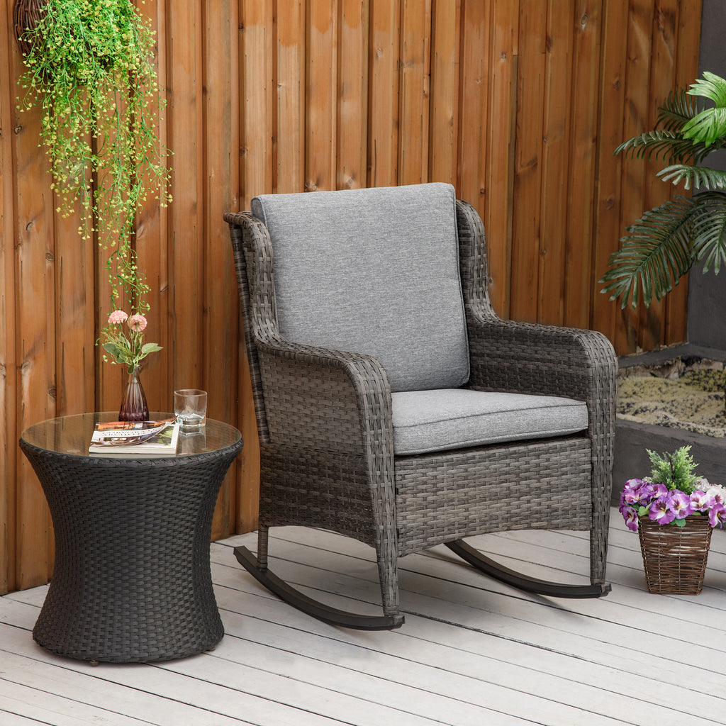 Best  Outdoor Rattan Rocking Chair with Cushions 
