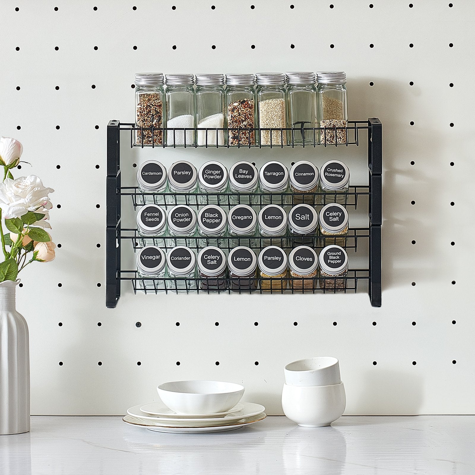 Modern Spice Rack Organizer for Cabinet & Kitchen Countertop 