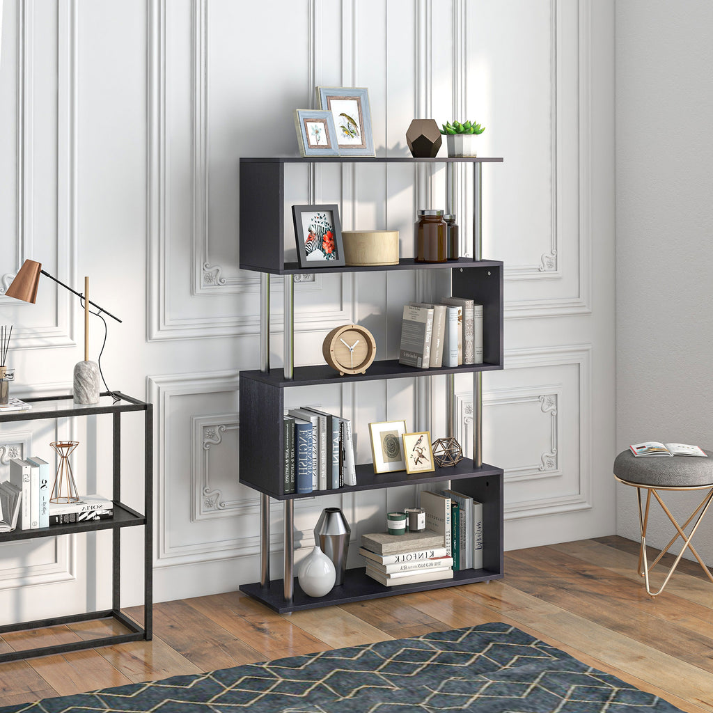 Modern S-Shaped Wooden Storage Shelf for Home & Office 