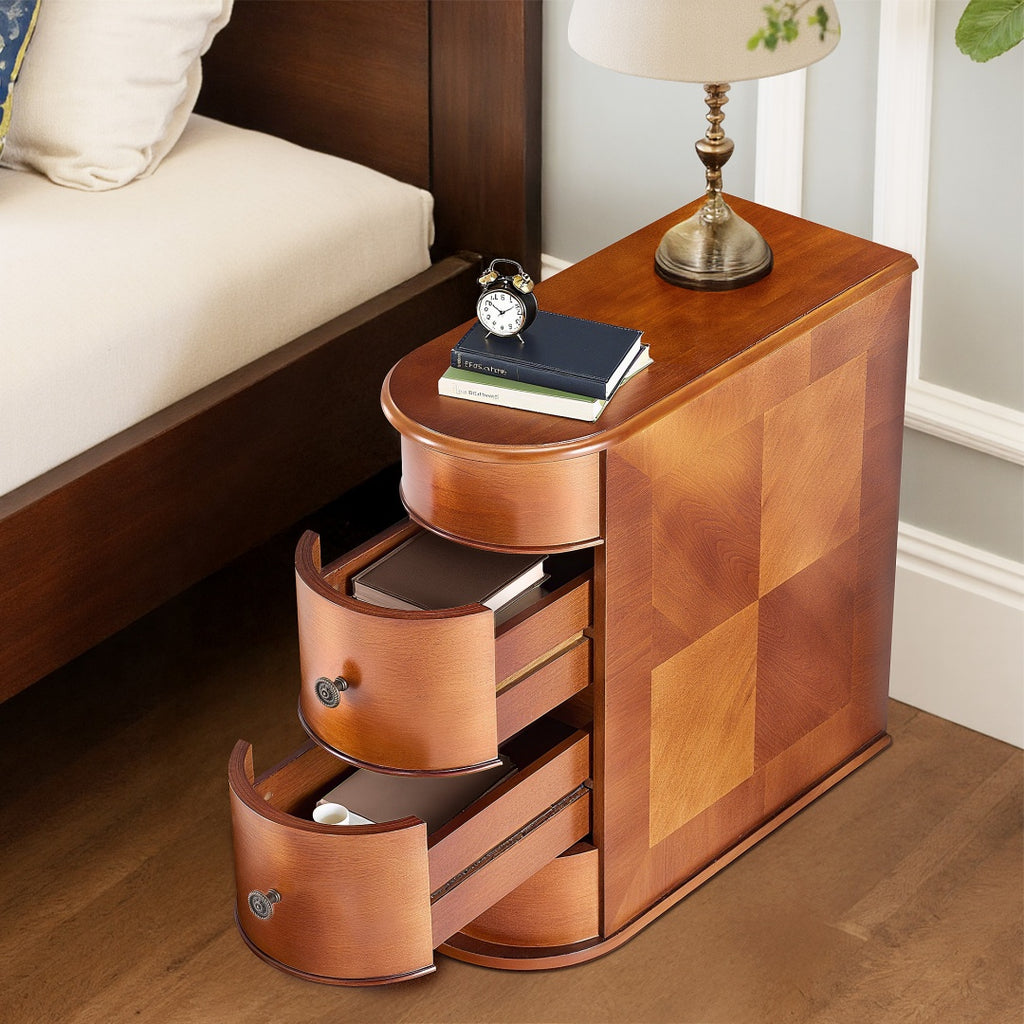 Modern Vintage Side End Table with 2 Drawers 