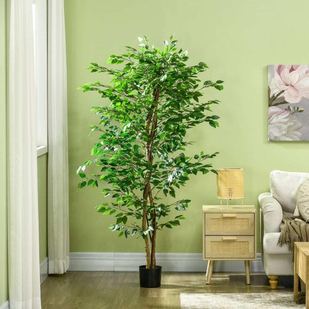 Artificial Ficus Tree 6FT – Indoor Faux Floor Plant in Pot for Home & Office Décor