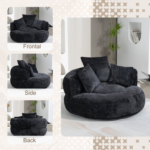COOLMORE Lazy Sofa Bean Bag Chair – High Back Chenille Lounge Chair with Pillows for Bedroom, Living Room & Gaming (Beige)