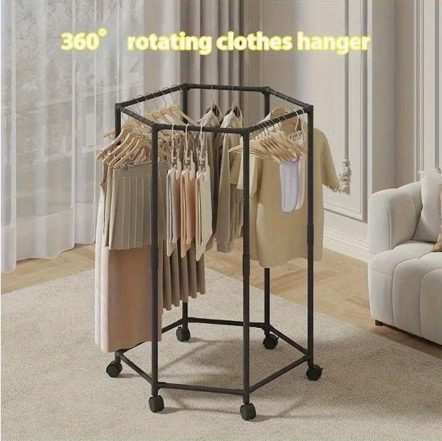 Space-Saving Hexagonal Clothes Drying Rack – Sturdy Metal Coat & Garment Stand