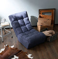 Japanese Style Single Sofa Reclining Floor Chair – Adjustable Lazy Tatami Chair (Navy)