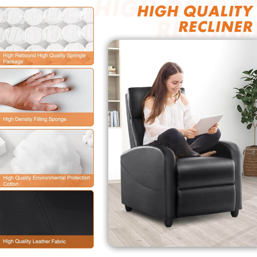 Manual Lounge Chair – Adjustable Recliner with Massage & Heating