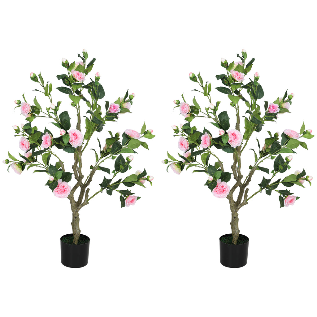 Artificial Camellia Flower Plants  – Indoor Faux Plants with Pot for Home Décor