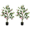 Artificial Camellia Flower Plants  – Indoor Faux Plants with Pot for Home Décor