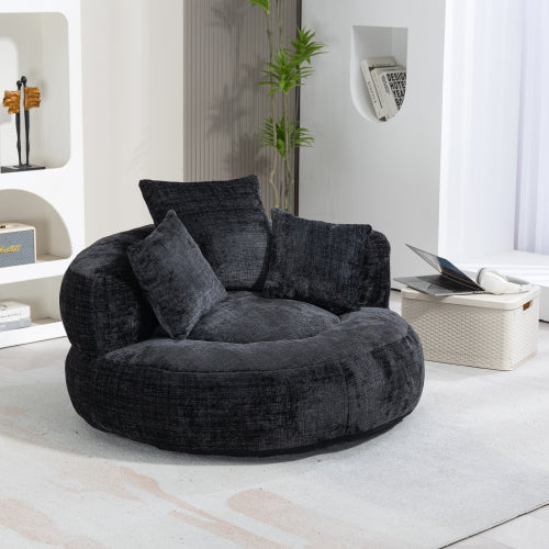 COOLMORE Lazy Sofa Bean Bag Chair – High Back Chenille Lounge Chair with Pillows for Bedroom, Living Room & Gaming (Beige)