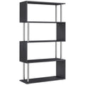 5-Tier S-Shaped Bookcase – Modern Wooden Storage Shelf for Home & Office (Black)